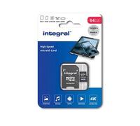 Integral INMSDX64G-100V30 64GB MICRO SD CARD MICROSDXC UHS-1 U3 CL10 V30 A1 UP TO 100MBS READ 45MBS WRITE MicroSD UHS-I Class 10
