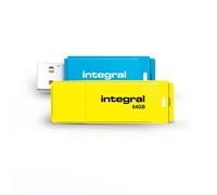 Integral 64GB Neon USB 2.0 Flash Drive 2-Pack (Blue/Yellow)