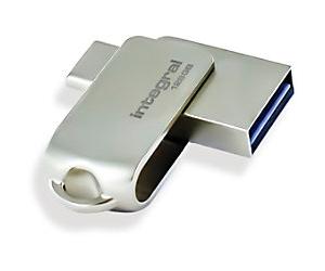Integral Flash Drive 256 GB USB Type-A, USB Type-C Silver