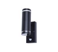 Integral ILDED048 Outdoor Stainless Steel Up And Down GU10 IP54 Wall Light with PIR Black