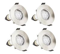 Integral ILDLFR70D002-4 Evofire Fir Downlight 70mm Cutout IP65 Satin Nickel Round +GU10 Holder (4 Pack)