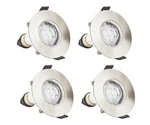 Integral ILDLFR70D002-4 Evofire Fir Downlight 70mm Cutout IP65 Satin Nickel Round +GU10 Holder (4 Pack)