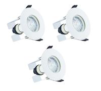 Evofire Fire Rated Downlight 70mm Cutout 3Pack IP65 White Round + GU10 Holder & Insulation GUard Netlighting White One Size
