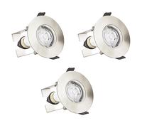 Integral ILDLFR70D004-3 Evofire Fire Rated Downlight 70mm Cutout IP65 Satin Nickel Round +GU10 Holder & Insulation Guard (3 Pack)