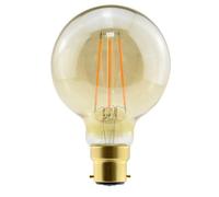Integral ILGLOBB22D013 Sunset Vintage Filament Globe G80 Bulb B22 470lm 3.4W 2200K Dimmable 300 Beam Amber