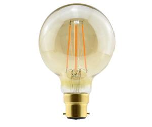 Integral ILGLOBB22D015 Sunset Vintage Filament Globe G95 Bulb B22 470lm 3.4W 2200K Dimmable 300 Beam Amber