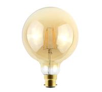 Integral ILGLOBB22D017 Sunset Vintage Filament Globe G125 Bulb B22 806lm 5.9W 2200K Dimmable 300 Beam Amber