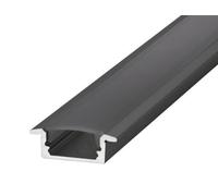 Integral ILPFR072B Profile for LED Tape, Black, 23mm x 7.9mm 2m, Black Diffuser, Recessed