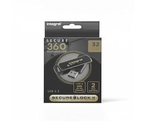 Integral INFD32GB360SEC3.0 360 Secure 32 GB USB 3.0 Flash Drive with 256 Bit Encryption Software