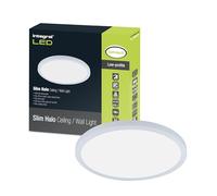 Integral LED 18W 1500LM Dimmable Halo Ceiling and Wall Light | 291mm Diameter | Modern Super-Slim Circular Design | White Bezel | Ideal for Bedroom, Kitchen, Living Room, Study and Corridor