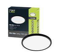Integral LED 18W 1500LM Dimmable Halo Ceiling and Wall Light | 291mm Diameter | Modern Super-Slim Circular Design | Black Bezel | Ideal for Bedroom, Kitchen, Living Room, Study and Corridor