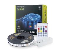 Integral LED 5m RGB Strip Light with UK Plug Adapter & IR Controller, Plug & Play, Colour Changing, Dimmable with Bluetooth App and IR Remote Control - Adjustable Colour, Brightness and Music Sync