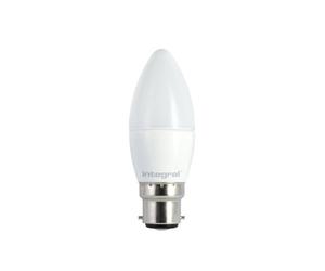 Integral LED ILB35B22O6.5D05KBEWA B22 LED Candle Light Bulb 6.5 Watts 5000K 490LM Dimmable Plastic/Aluminium/Glass/Brushed Nickel 11.2x3.8cm - Cool White
