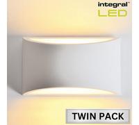 Integral Led Indoor Decorative Paintable Gypsum Galatsi Wall Light: Ip20: G9 Bulb (Max 40W): Twin Pack