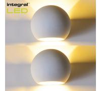 Integral LED Indoor Wall Lights Decorative Paintable Gypsum: Ip20: Requires 1X G9 Bulb/light (Max 40W) - 2 Pack