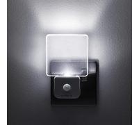 Integral LED Motion Sensor Night Light, Plug in Wall with Dusk to Dawn Photocell Sensor, for Hallways, Landings, Stairs, Kitchens, Bedrooms, Baby’s Nursery and More,Transparent, 2-Pack