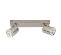 Integral LED Siena 2 Way GU10 LED Spotlight Bar | Modern Indoor Ceiling Light Fitting | Adjustable and Rotatable | Ideal for Living Room, Bedroom, Kitchen and Dining Room - Premium Satin Nickel Finish