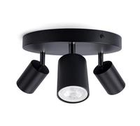 Integral LED Siena 3 Way Round Base GU10 LED Spotlight | Modern Indoor Ceiling Light Fitting | Adjustable and Rotatable | Ideal for Living Room, Bedroom and Kitchen - Premium Matt Black Finish