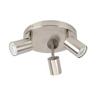 Integral LED Siena 3 Way Round Base GU10 LED Spotlight | Modern Indoor Ceiling Light Fitting | Adjustable and Rotatable | Ideal for Living Room, Bedroom and Kitchen - Premium Satin Nickel Finish
