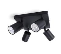 Integral LED Siena 4 Way Square Base GU10 LED Spotlight | Modern Indoor Ceiling Light Fitting | Adjustable and Rotatable | Ideal for Living Room, Bedroom and Kitchen - Premium Matt Black Finish