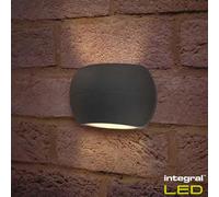 Integral Luxstone Outdoor Wall Light 2 Pack, 320Lm Warm White Led, Weatherproof Die-Cast Aluminium, Modern Garden Wall Lamp
