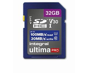 Integral Memory 32GB SDxC Premium Ultra High Speed Up to 100MB/s Reading, 30MB/s Writing, Class 10 V30 UHS-I U3 Memory Card