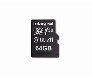 Integral Memory 64GB microSDxC Premium High Speed Memory Card up to 100MB/s Read 45MB/s Write V30 UHS-I U3 + SD Adapter by Integral Memory