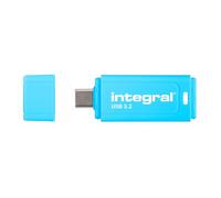 Integral Neon-C 64GB USB 3.2 Gen 1 Flash Drive - High-Speed Type-C/USB 3.1/3.0, NEON Blue, Read 150MB/s, Write 30MB/s, Plug-and-Play, Portable Storage for PC, Mac, Laptop