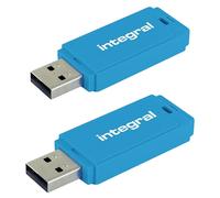 Integral Neon USB 2.0 Flash Drive - Blue - 128GB - Twin Pack