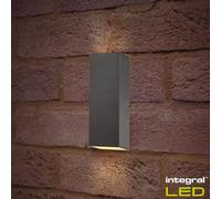 Integral Pablo Outdoor Wall Light 2 Pack, 300Lm Warm White Led, Up/down Modern Wall Lamp, Weatherproof Die-Cast Aluminium