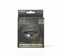 Integral Secure 360-C 128GB Software Encrypted USB Flash Drive - USB-C Connector - 256-bit AES encryption - Compatible with Mac, MacBook, PC, laptop