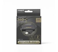 Integral Secure 360-C 32GB Software Encrypted USB Flash Drive - 32GB, BLACK