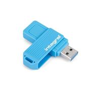 Integral Swivel Neon USB 128GB, USB 3.2 Gen 1 Flash Drive, High-Speed Type-A/USB 3.1/3.0, Neon Blue, Read 150MB/s, Write 30MB/s, Plug and Play, Portable Storage for PC, Mac, Laptop