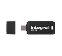 Integral USB-C Black 128GB USB 3.2 Gen 1 Flash Drive - High-Speed Type-C/USB 3.1/3.0, Read 150MB/s, Write 30MB/s, Plug-and-Play, Portable Storage for PC, Mac, Laptop