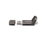 Integral USSD 256GB SlimXpress Dual USB 3.2 Gen 2x1 Flash Drive, Dual Type-C & Type-A Ports, Portable SSD, Read up to 550 MB/s & Write up to 500 MB/s. Slim, Durable Metal Design for On-the-Go Storage