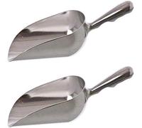 Integrated cast aluminum round bottom ice scoop, silver, suitable for spice, candy, dry goods, essential for kitchen and bar (12 ounces) (2, 12Oz)
