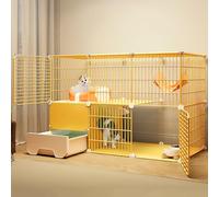 Integrated Cat Litter Box & Double-Layer Playpen, Detachable Metal Cage For Small Animals, Indoor Cat House - Perfect For Diy Cat Lovers,A-109x49x75cm