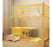 Integrated Cat Litter Box & Double-Layer Playpen, Detachable Metal Cage For Small Animals, Indoor Cat House - Perfect For Diy Cat Lovers,A-109x49x109cm