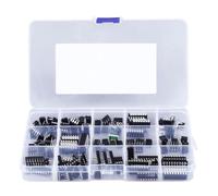 Integrated Circuit Chip Assortment Kit, Multi-Range Ic Chip Kit with Flat Pin Socket Adapter 150Pcs 10 Types for Electronic Device Repair and Development