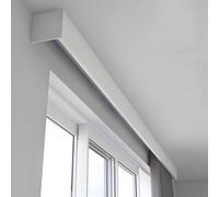 Integrated Curtain Box Track Blackout Heavy-duty Single Curtain Rail Sliding Curtain Pelmet With Rod Runners End Caps Bracket(White-a,230cm/7.5ft(2 * 115cm))