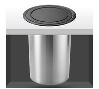 Integrated Kitchen Trash Can Stainless Steel Desktop Waste Bin with Adjustable Lid Creative Garbage Chute for Restaurants Space-Saving Countertop Bin