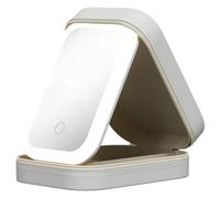 Integrated Makeup Storage Box with Light-Filling Mirror LED Three-Color Adjustable Makeup Mirror 3 Colors Modes Makeups Bag Portable Travel Cosmetic Case Led Complementary Light Cosmetic Case (White)
