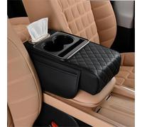 Integrated Pressurized Multifunctional Car Armrest Heightening Pad, Car Armrest Box Storage Bag, With 2 Cup Holder, Phone Slot, Tissue Box, Side Pockets, For All CarModels (black)