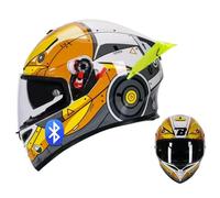 Integrated Smart Bluetooth Motorcycle Helmet, Full Face Sport Modular Helmet, Double Visor Helmet, Street Bike Helmet, Built-in Dual Speaker with Microphone DOT Approved G,M(53-54