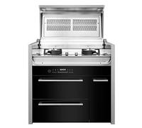 Integrated Stove Clamshell Piano Type Side Suction Bottom Row Integrated Stove Household Steaming Oven Automatic Cleaning Range Hood Stove Black (Black)