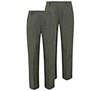 Integriti Schoolwear 2PK Boys School Trousers Elasticated Waist Comfort Fit Black Charcoal Grey Navy Blue Age 3-16 Years