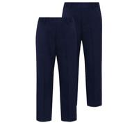 Integriti Schoolwear 2PK Boys School Trousers Elasticated Waist Comfort Fit Black Charcoal Grey Navy Blue Age 3-16 Years