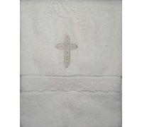 Integrity Designs Baby Baptism Towel with Cross and Lace