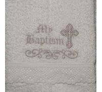 Integrity Designs Baby Baptism Towel with Embroidery and Lace