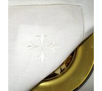 Integrity Designs White Linen Altar Cloth Cross Embroidery